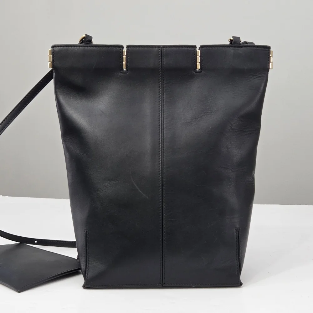 PETER DO HINGED LEATHER BAG - BLACK